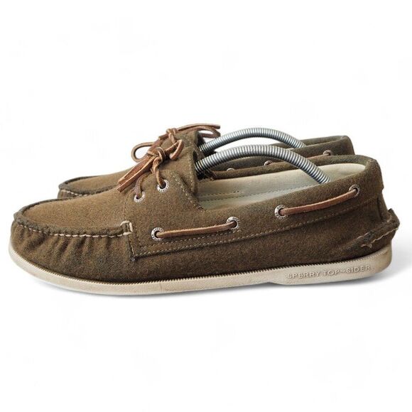 Sperry Wool Authentic Original Boat Shoes Olive Green 0281295 Men's 11.5M - Picture 2 of 11